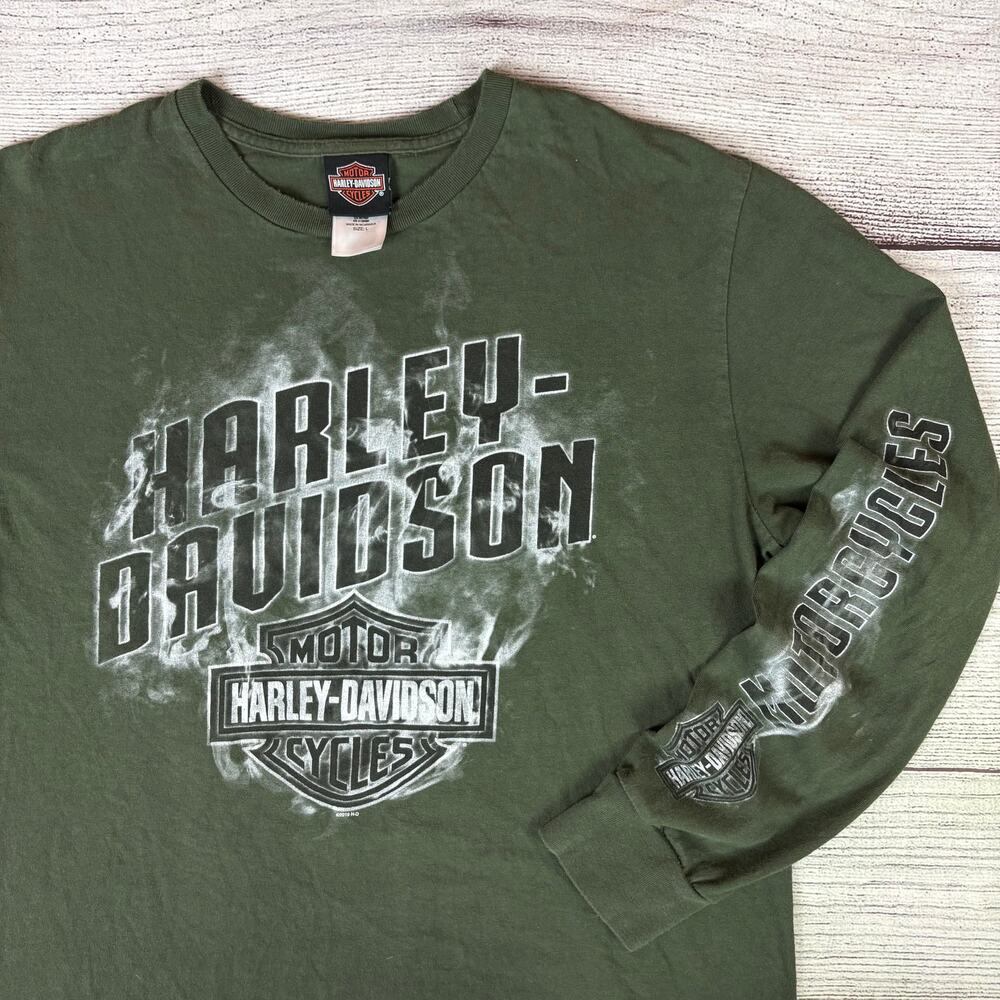 2019 Harley Davidson Motorcycles Smoke Graphic Long Sleeve Shirt